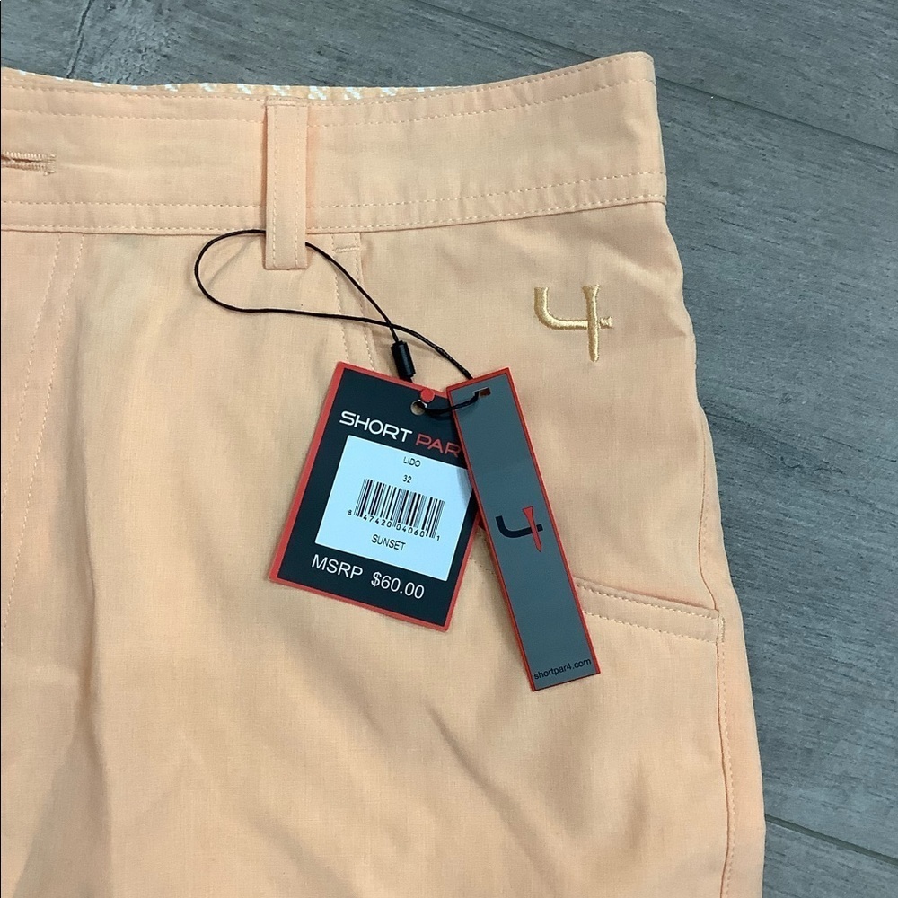 Women's Par 4 Golf 32 Large 12 - 14 Chino Khakis Shorts Bermuda Peach Stretch - Picture 11 of 11